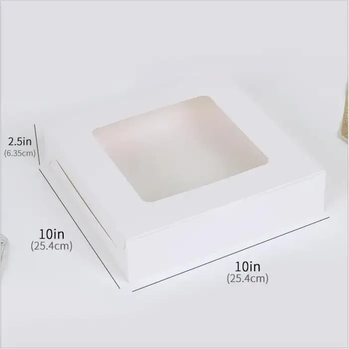 Boîte à Gâteaux en Carton Blanc et Marron avec Fenêtre Transparente