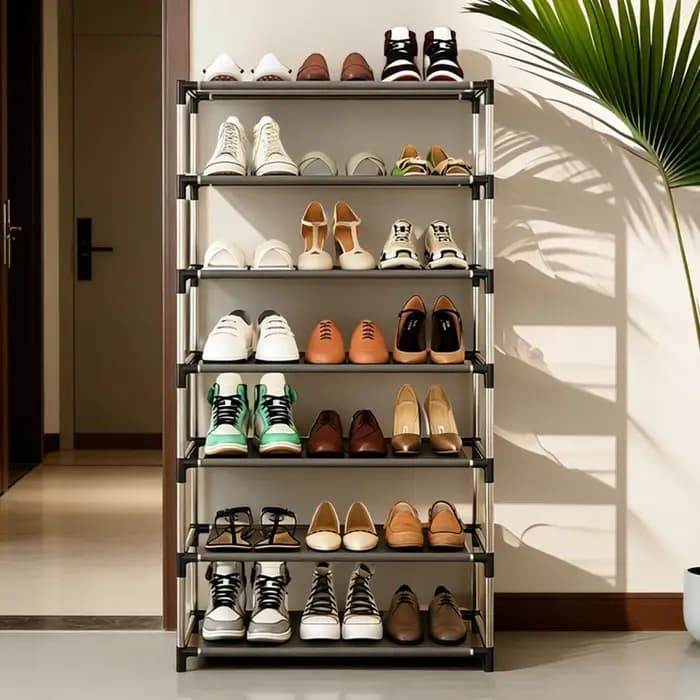 Étagère à chaussures en métal à 7 niveaux