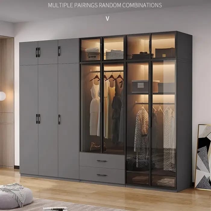 Armoires de luxe pour vêtements dans la pièce, armoire de chambre à coucher en bois, placard pour ra