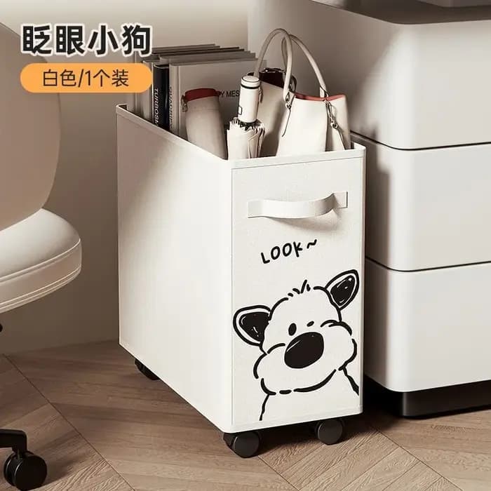 Chariot de rangement mobile sur roulettes avec porte-sacs sous le bureau