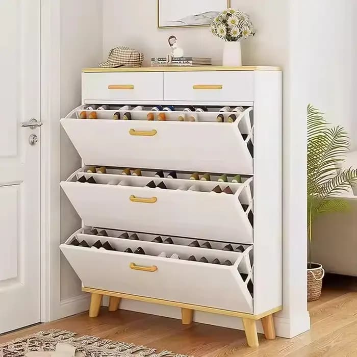 Armoire à chaussures pliante de rangement blanche au Design moderne avec bois multicouche pour meubles de salon