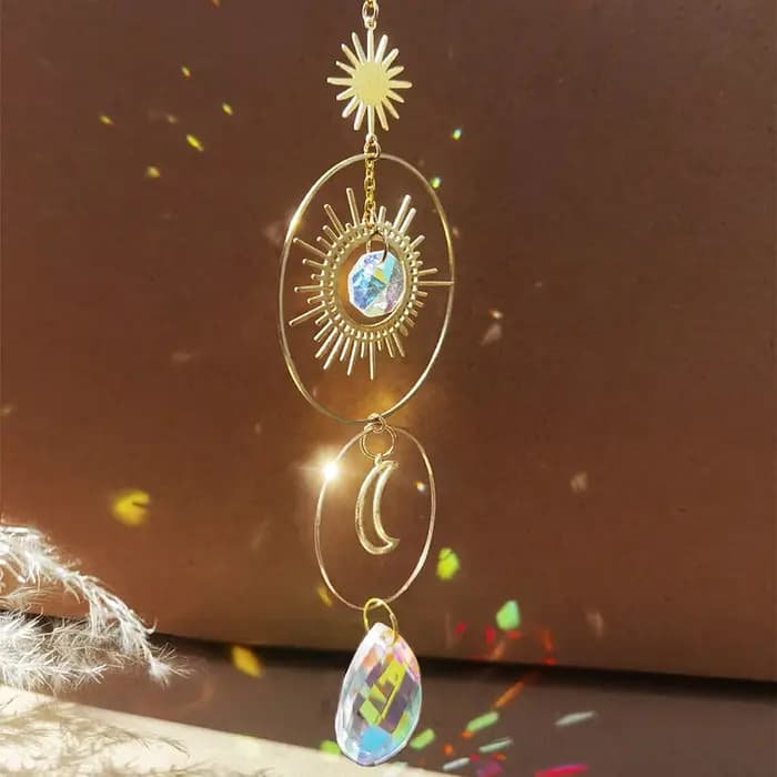 attrappe reve cristal carillon à vent deco maison attrape soleil lune capteur de soleil cristal deco