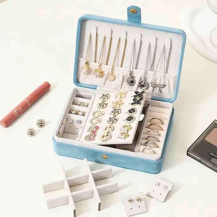 Boîte à bijoux en flanelle LENNIK avec serrure, boîte de rangement pour bijoux, boîte à bijoux de ma