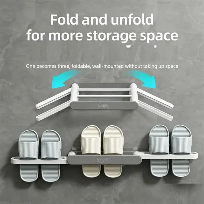 Support de rangement rotatif et pliable pour chaussons de salle de bain – Organisateur mural ou à suspendre derrière la