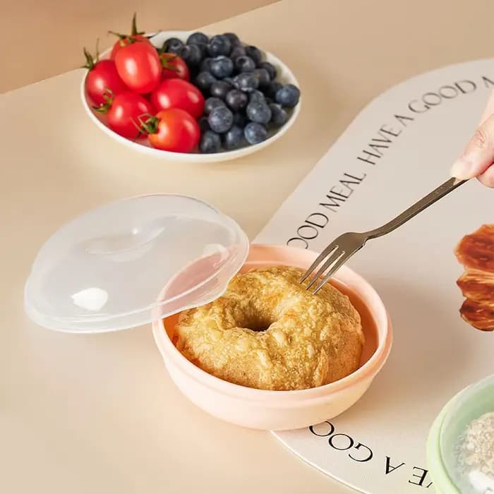 Récipient alimentaire rond transparent micro-ondable