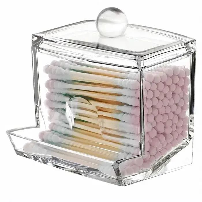 Boîte de rangement de boules de coton-tige avec couvercle