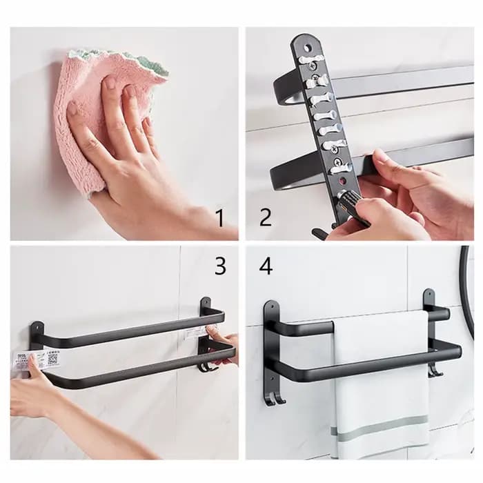 Porte-serviettes de salle de bain 3 couches sans perceuse