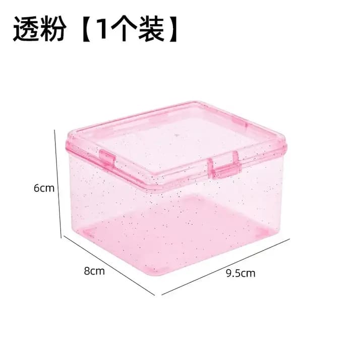 Boîte de rangement en plastique transparente à paillettes