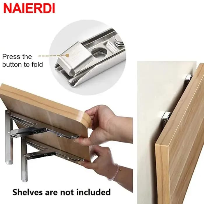 NAIERDI 8-14 pouces 2 pièces Support pliant en acier inoxydable blanc noir