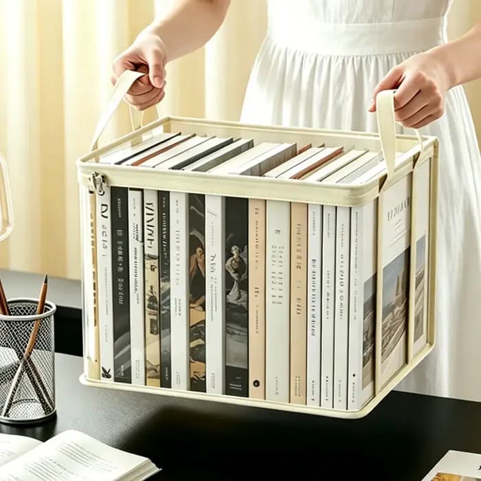 Lot de 4 boîtes de rangement transparentes en PVC avec fermeture éclair