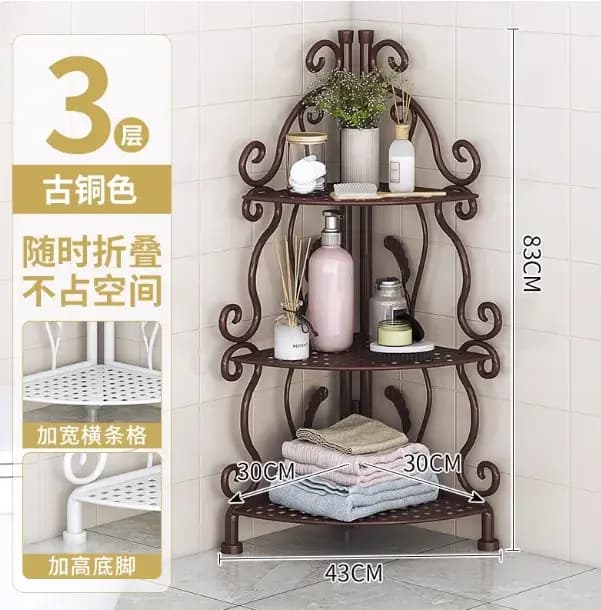 Support de rangement triangulaire en fer pour salle de bain, artefact de rangement sur pied pour sal