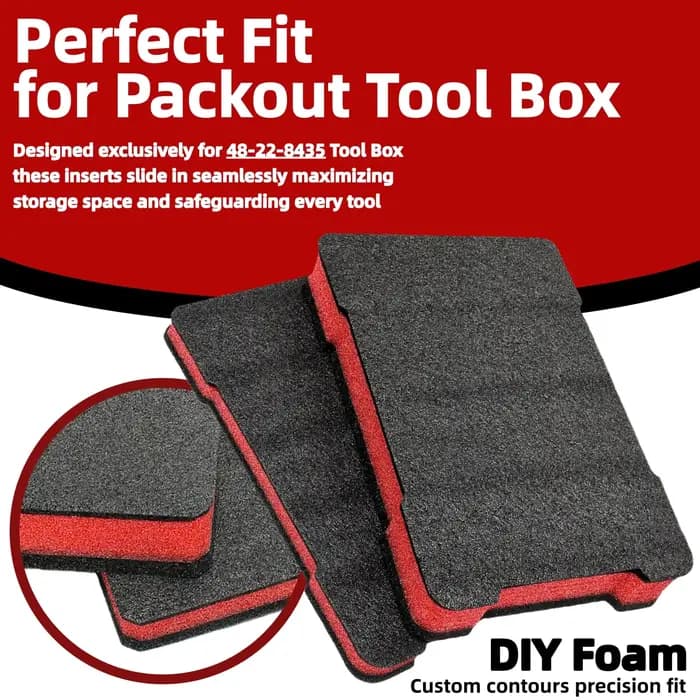 Kit d'inserts en mousse pour boîte à outils Milwaukee Packout, organisateur en mousse protectrice pour outils fragiles, support amorti antichoc