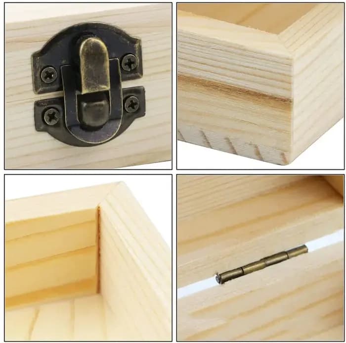 Boîte de rangement en bois avec couvercle à charnière