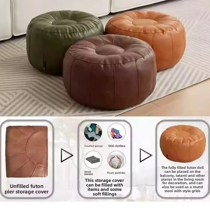 Pouf de rangement minimaliste antidérapant en similicuir