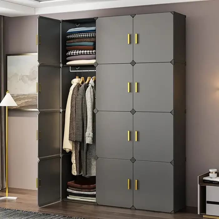 Armoire vêtements assemblage en plastique pliable anti-poussière armoires Cube rangement Locke placard meubles organisateur De Zapatos