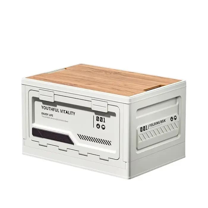 Boîte de rangement pliable avec couvercle en bois, organisateur de coffre de voiture, boîte multifon