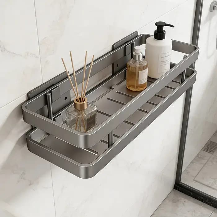 Organisateur de salle de bain en acier inoxydable sans perçage