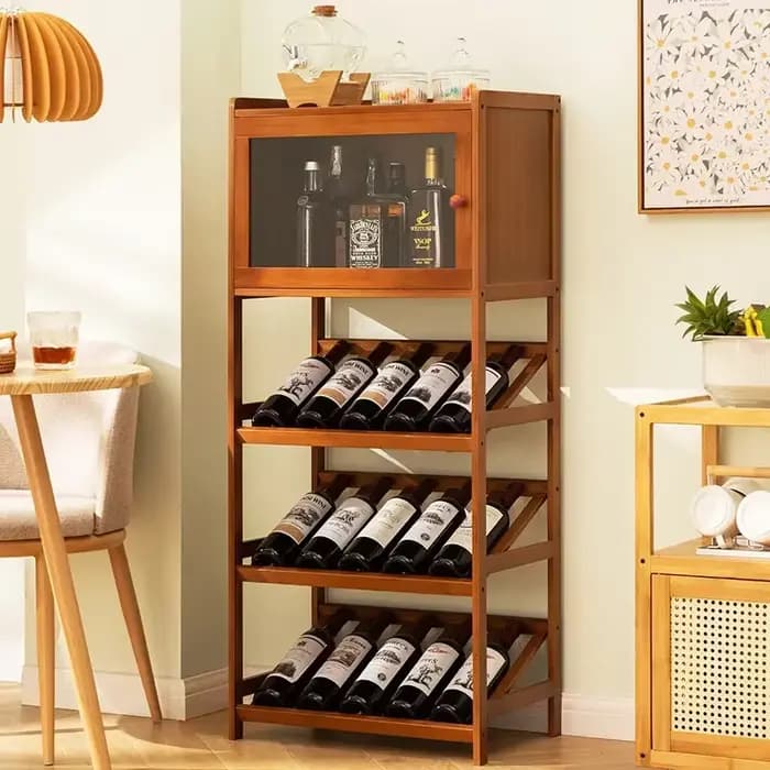 Étagère à vin, petite armoire à vin domestique, support de présentation de vin, présentoir de bar, décoratif en bois massif, à poser contre le mur