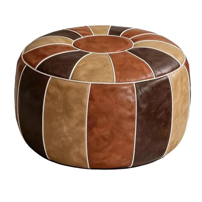 A76X-Pouf de rangement marocain en similicuir non rembourré