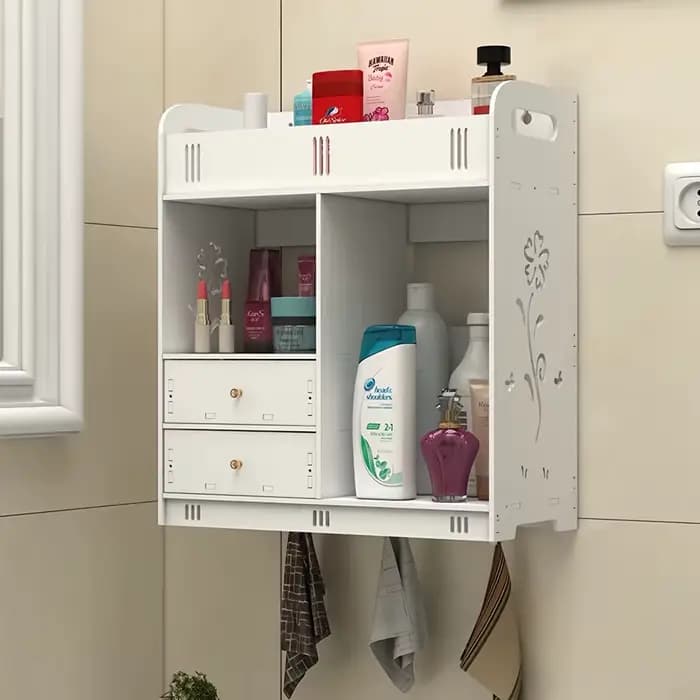 Armoire de rangement murale pour salle de bain en PVC blanc de style nordique
