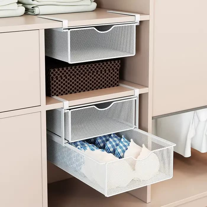 Organisateur de penderie double couche à tiroir coulissant pour sous-vêtements et vêtements