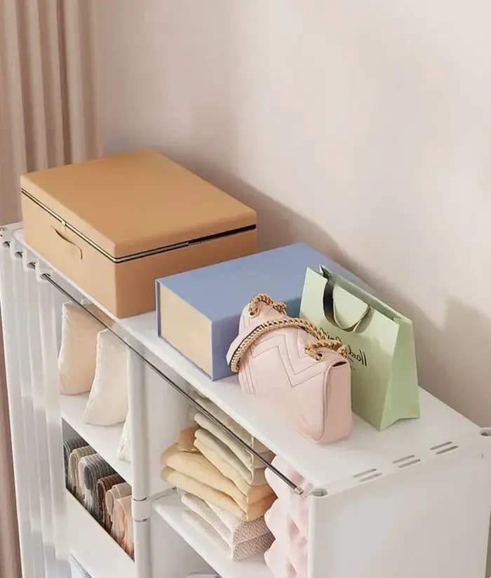 Armoire simple en tissu, grande capacité, étagère de rangement polyvalente, forte capacité de charge, bibliothèque anti-poussière