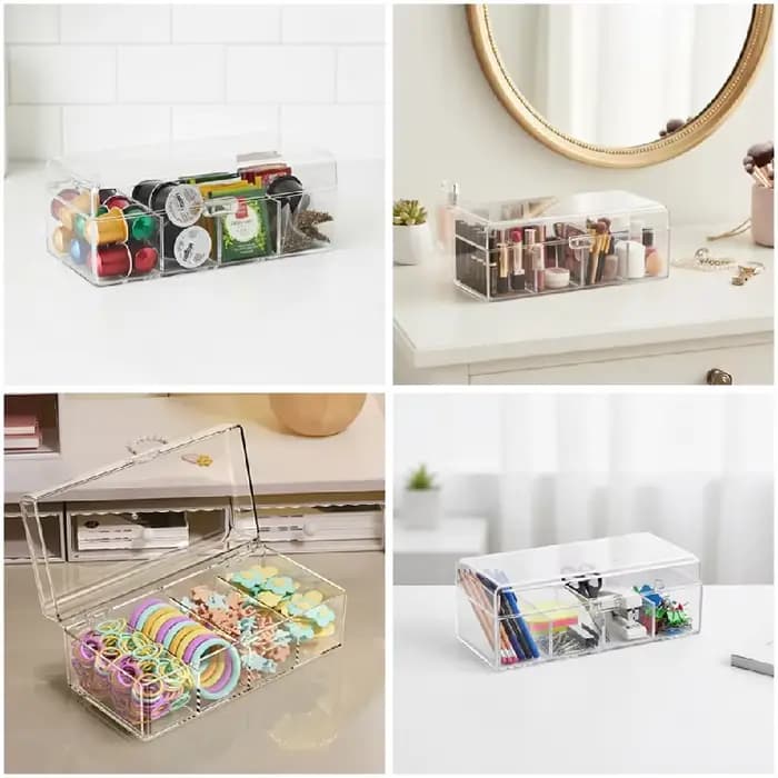 Boîte de rangement à 4 compartiments avec couvercle