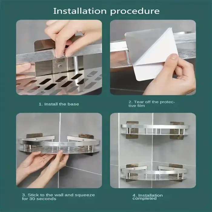Support de rangement mural en aluminium pour salle de bain