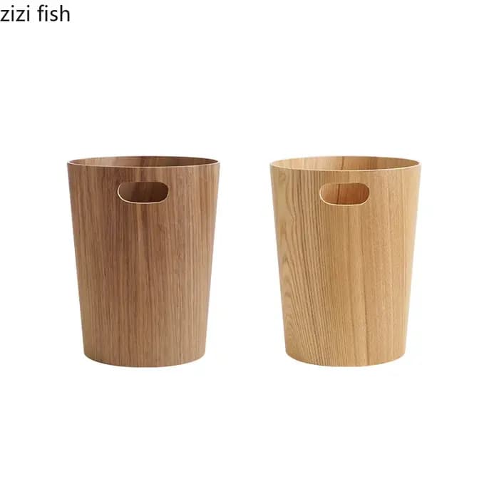 Poubelle en bois ronde créative
