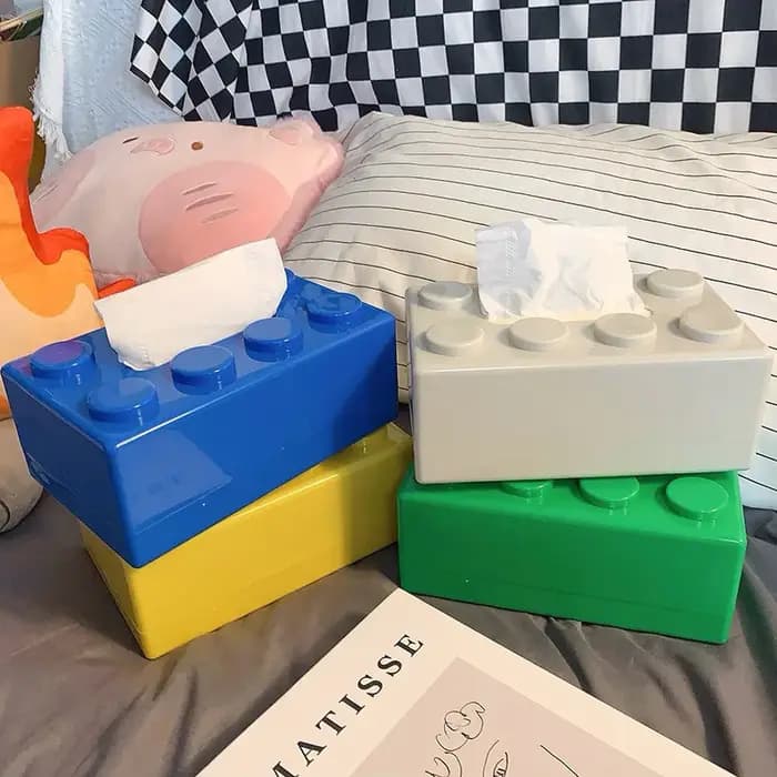Boîte à mouchoirs en blocs de construction de dessin animé créatif