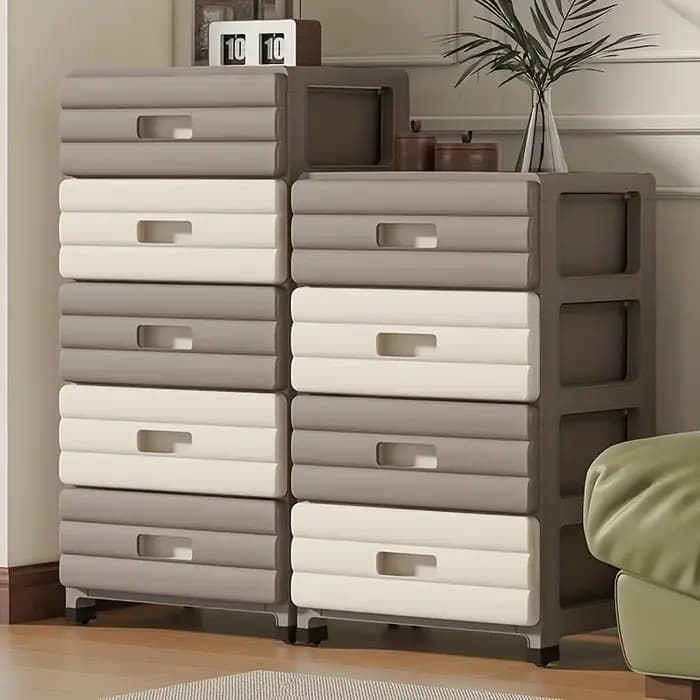 Armoire de rangement blanche à 5 tiroirs – Glissière robuste et fluide pour placard
