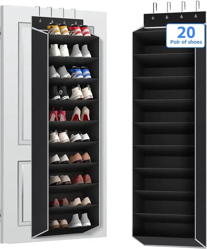 Grand organisateur de chaussures à 10 niveaux au-dessus de la porte, étagère à chaussures suspendue
