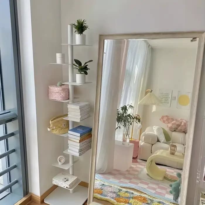 1 étagère d'angle rotative en métal blanc – Présentoir peu encombrant à 9 couches