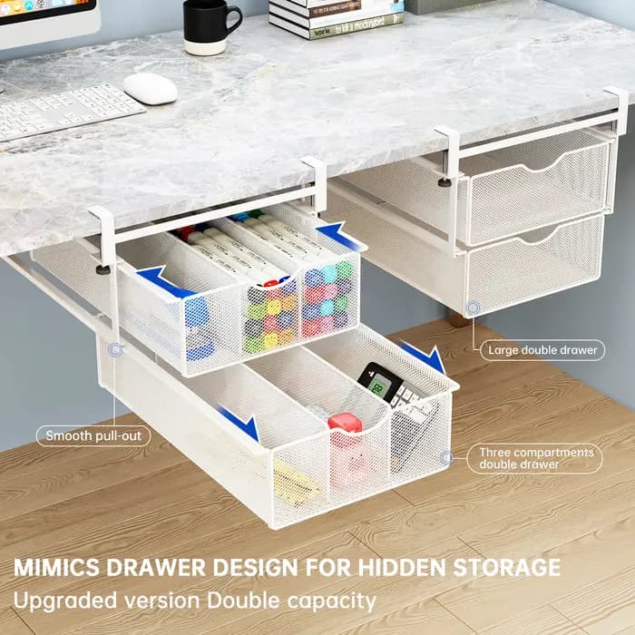 Boîte de rangement invisible de type tiroir pour bureau