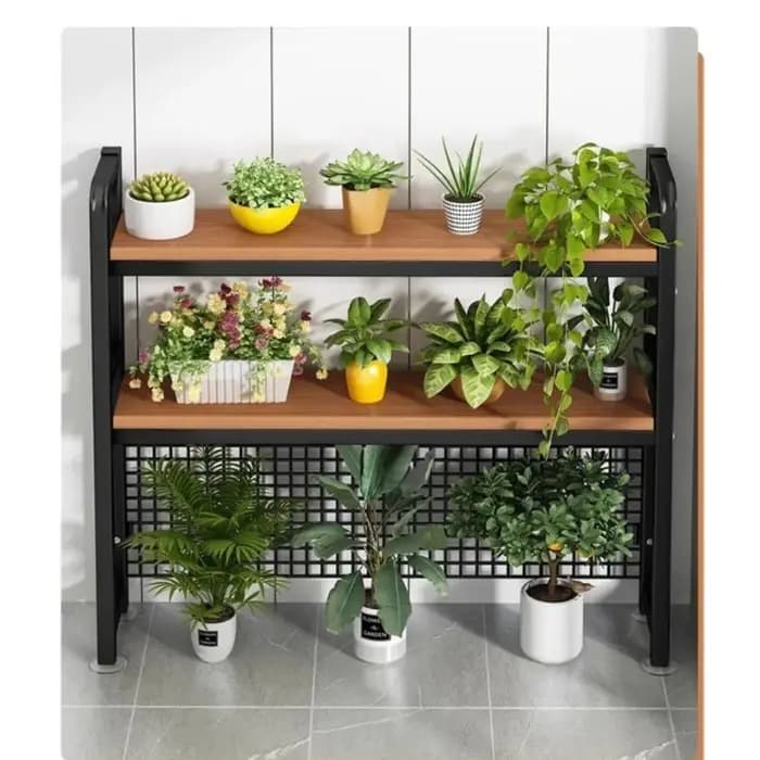 Étagère de bureau en grille, étagère de rangement pour ordinateur, étagère à fleurs, étagère de table en fer forgé