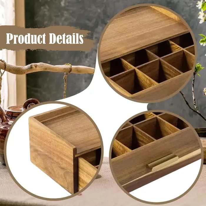 Organisateur de sachets de thé en bois avec plusieurs compartiments