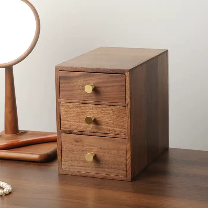 Petite table basse de bureau de style tiroir en bois de noyer