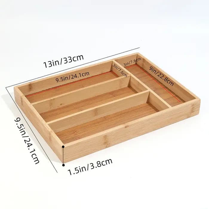 Plateaux de rangement divisés pour couverts en bambou, support soigné et élégant, organisateur de ti