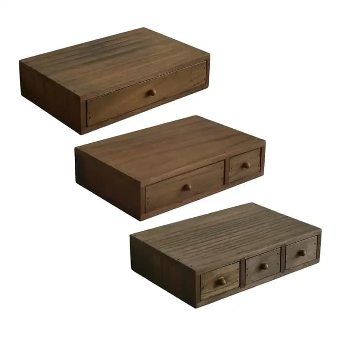 Organisateur de bureau en bois avec tiroir coulissant