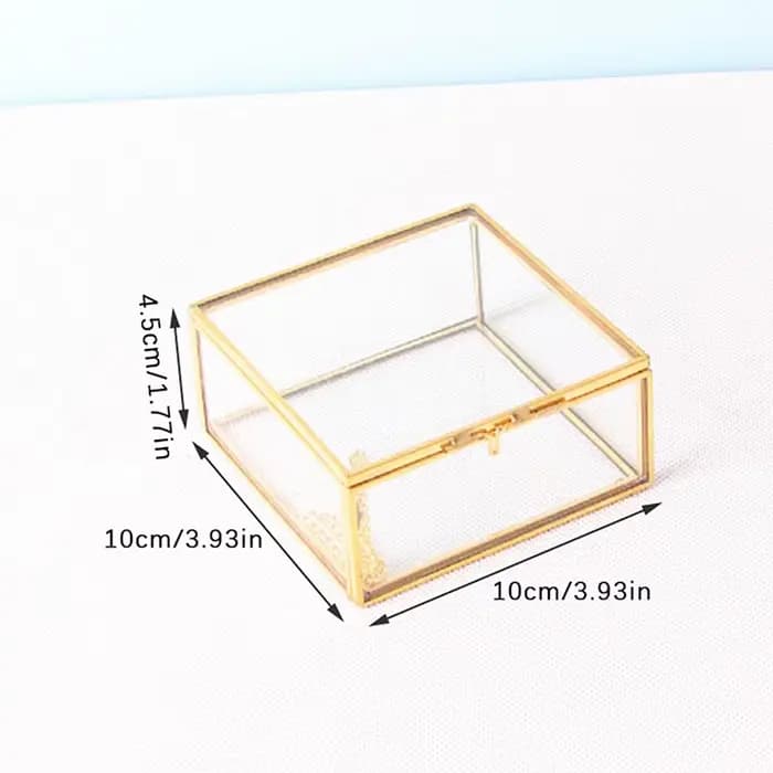 Boîte à bijoux hexagonale en verre Transparent