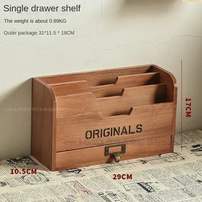 Armoire de rangement rétro en bois massif pour livres de journaux