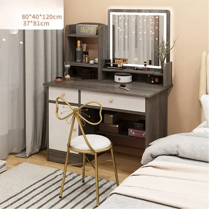 Table de maquillage chambre à coucher avec rangement miroir intégré petit appartement simple multifonctionnel e **** commode de célébrité Internet mique