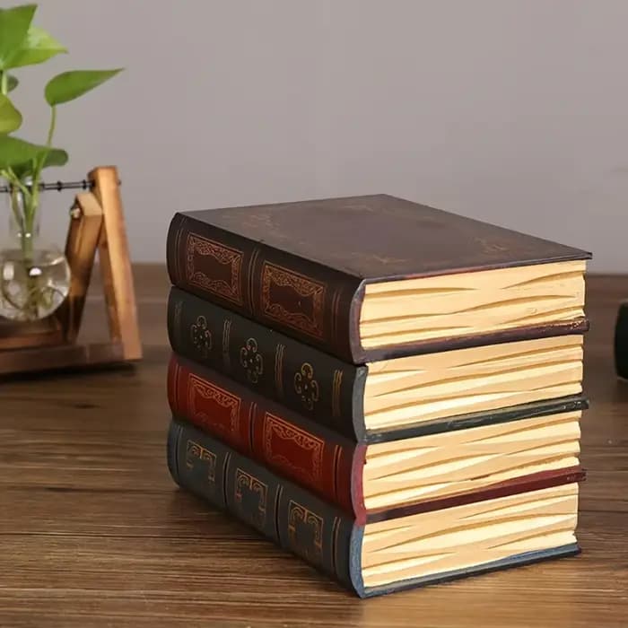 Boîte de rangement en forme de livre en bois de style rétro | Avec couvercle et conception empilable