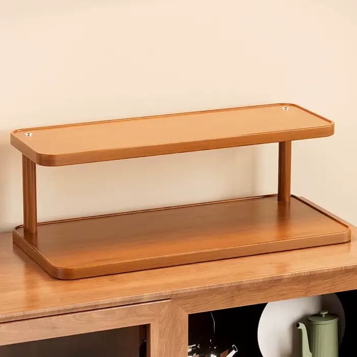 Support de rangement polyvalent en bois à 2 niveaux pour cuisine et salle de thé