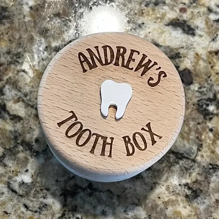Boîte en bois de hêtre féerique des dents avec nom personnalisé, 1 pièce, boîte de rangement des den