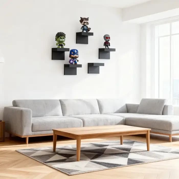 5 étagères flottantes murales noires - Petits présentoirs de 2 pouces pour le rangement et la décoration du salon