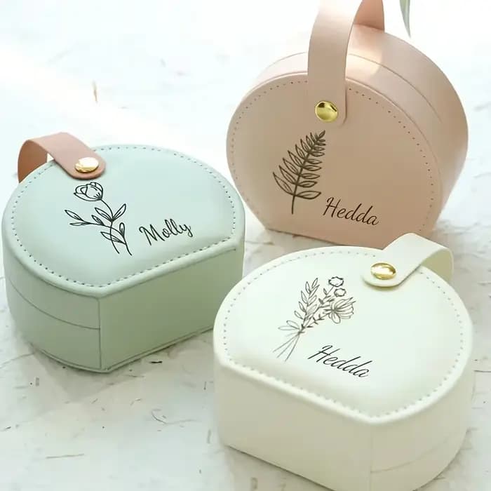Boîte à bijoux personnalisée 1 pièce - Étui de voyage personnalisé avec nom