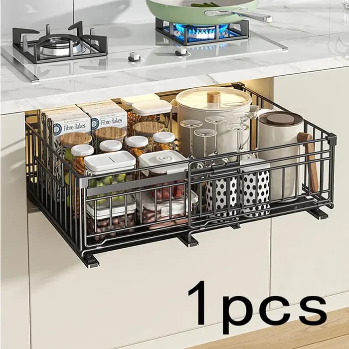 Organisateur de cuisine télescopique – Étagère extractible réglable, système de rangement d'armoire