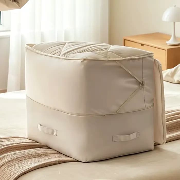 Grand sac de rangement auto-compressible pour couettes