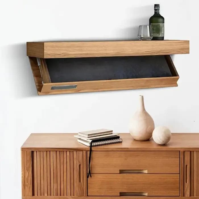 Étagère Murale Flottante en Bois avec Compartiment Secret